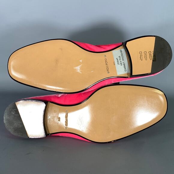 TOM FORD Size 10.5 Pink Black Velvet Tassels Loafers main image 5